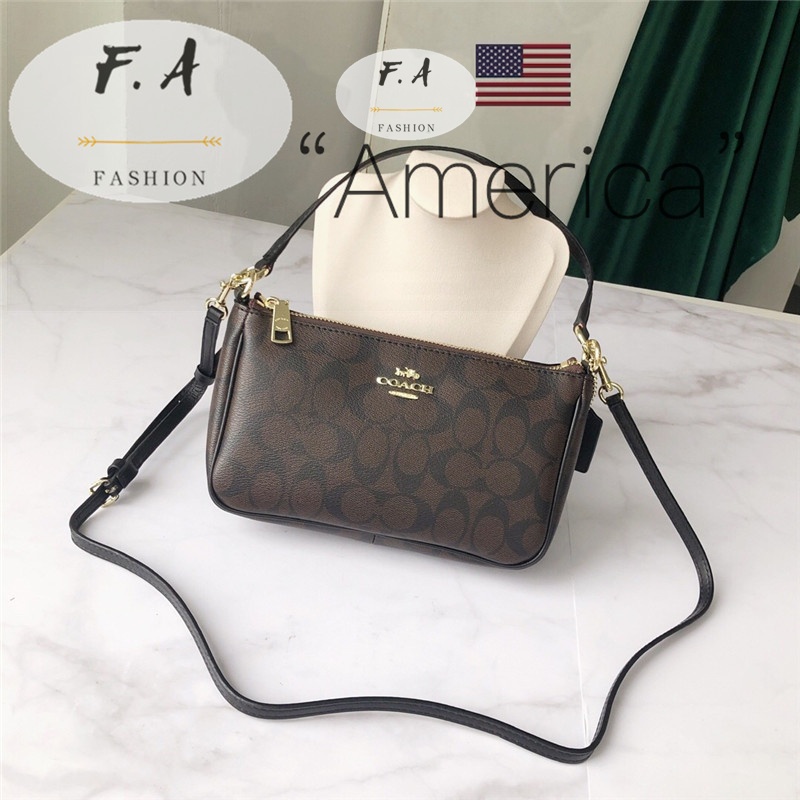 F.A ว่าแท้100% coach แท้ Classic C LOGO พิมพ์กระเป๋าถือสตรีขนาดเล็กกระเป๋าสะพายข้างขนาดเล็กและน้ำหนั