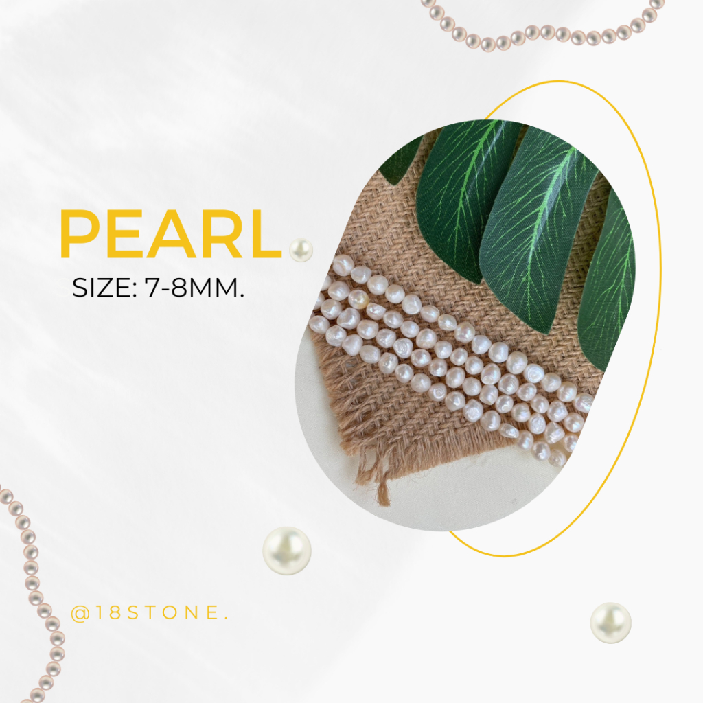ไข่มุกน้ำจืดธรรมชาติทำเครื่องประดับ - (Fresh Water Pearl) - 7-8 mm - Baroque - สีธรรมชาติ (Natural)