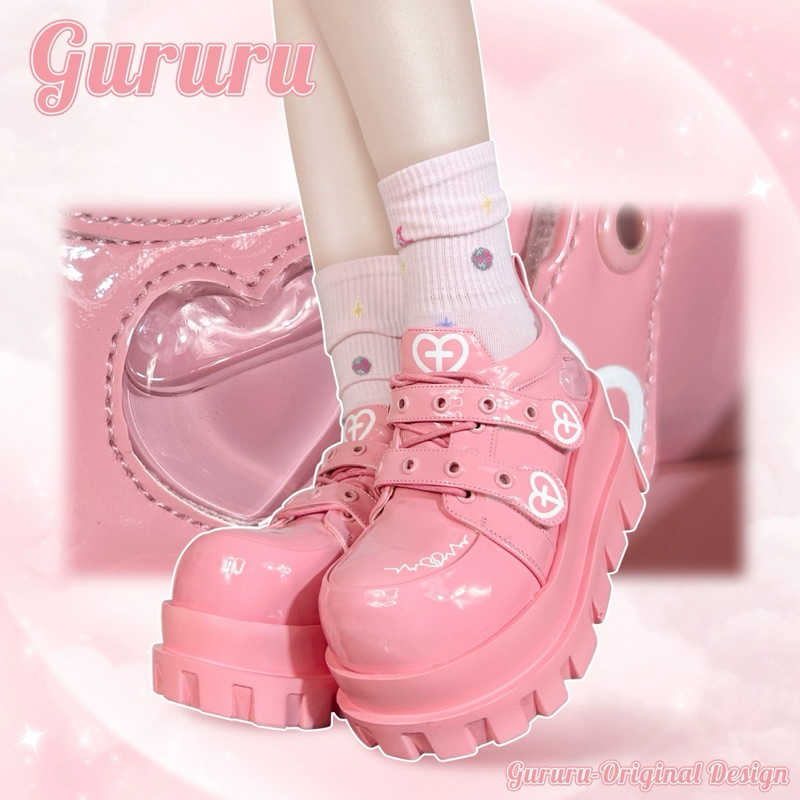 🔥Sale🔥รองเท้าโลลิต้าหัวใจสไตล์ฮาราจูกุ GURURU Y2K พร้อมส่ง
