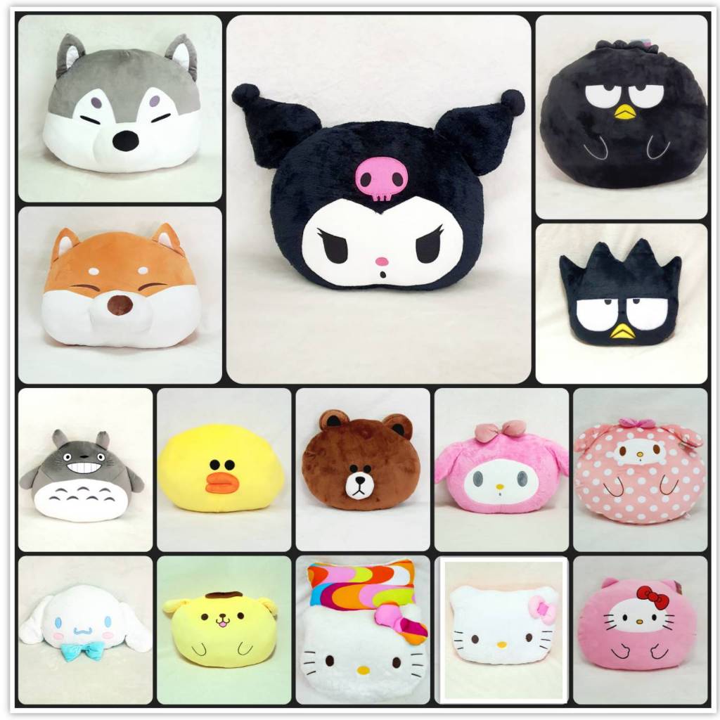 หมอนอิงตุ๊กตานุ่มนิ่ม หมีหลับตา แมวคิตตี้ มายเมโลดี้ โตโตโร่ size M หมอนอิงนุ่มนิ่ม ผ้า Nano Spandex