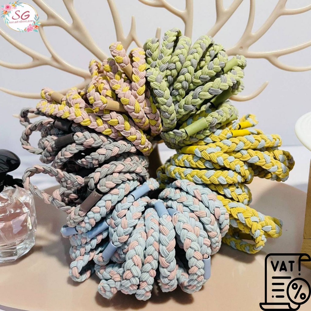 (M624)ร้านไทยSiamGift ยางรัดผมถักเปีย สีพลาสเทล สไตล์เกาหลี ยางรัดผมแฟชั่น สีสันสดใส สุ่มสี