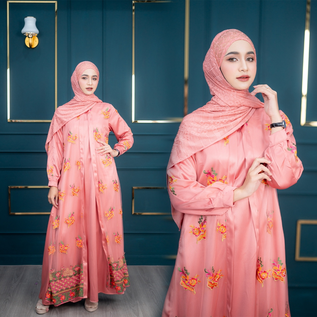 ชุดเดรส ผ้าซาร่า อาบาย่าลายลูกไม้ สวมใส่ง่าย ผ้าใส่สบาย ลายลูกไม้ IM68 วาริสมุสลิม EP1.