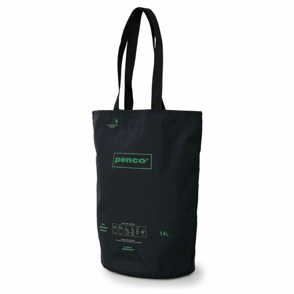 Penco Bucket Tote Black / กระเป๋า Bucket มีก้น แบบพับเก็บได้ สีดำ แบรนด์ Penco จากประเทศญี่ปุ่น (HEZ045-BK)