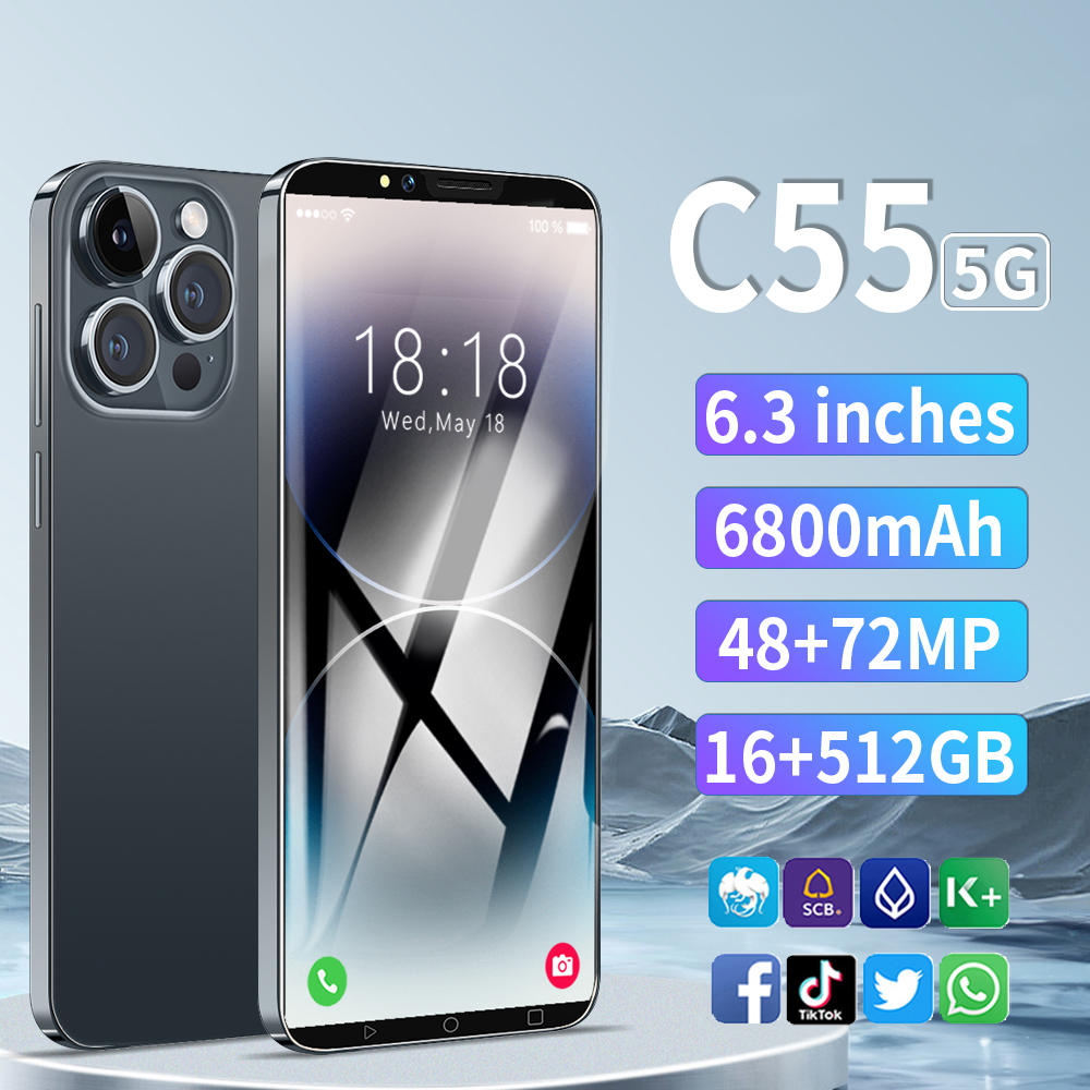 C55 โทรศัพท์มือถือ 6.7 inch Android11.0 สมาร์ทโฟนจอใหญ่ รองรับ 2 ซิมการ์ด