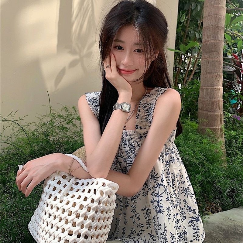 (ใหม่/พร้อมส่ง#M5920#) เสื้อสายเดี่ยว สายสม็อค ลายดอกไม้ สไตล์เกาหลี น่ารักๆ ใส่สบาย ทรงหลวม