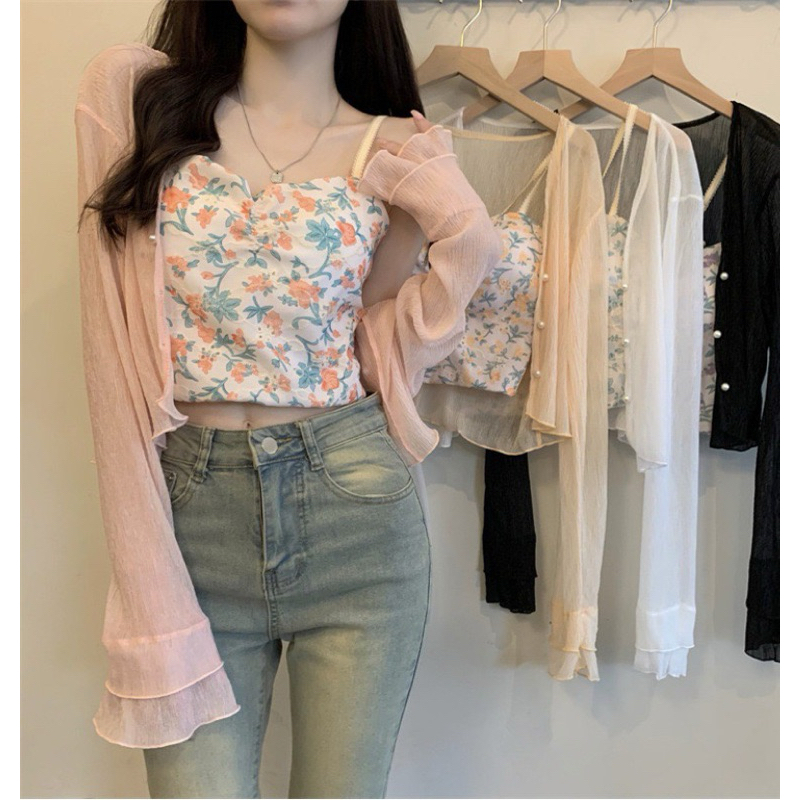 พร้อมส่ง เสื้อคลุม คาร์ดิแกนซีทรู บางเบาสีพาสเทลน่ารัก