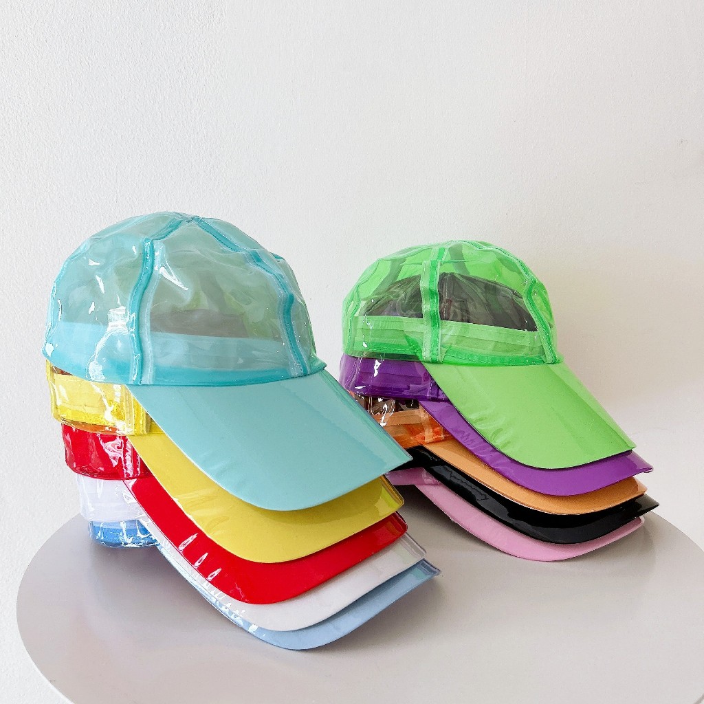 หมวกสงกานต์ หมวกพลาสติกสีสัน มี10สีให้เลือก หมวกกันน้ำ