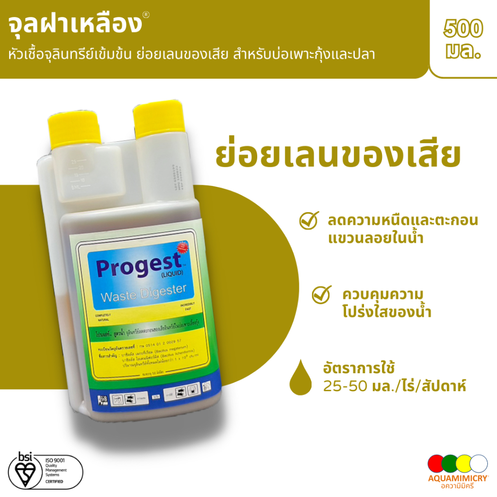 จุลฝาเหลือง หัวเชื้อจุลินทรีย์เข้มข้น ย่อยเลนของเสียพื้นบ่อ ในบ่อเพาะกุ้งและปลา