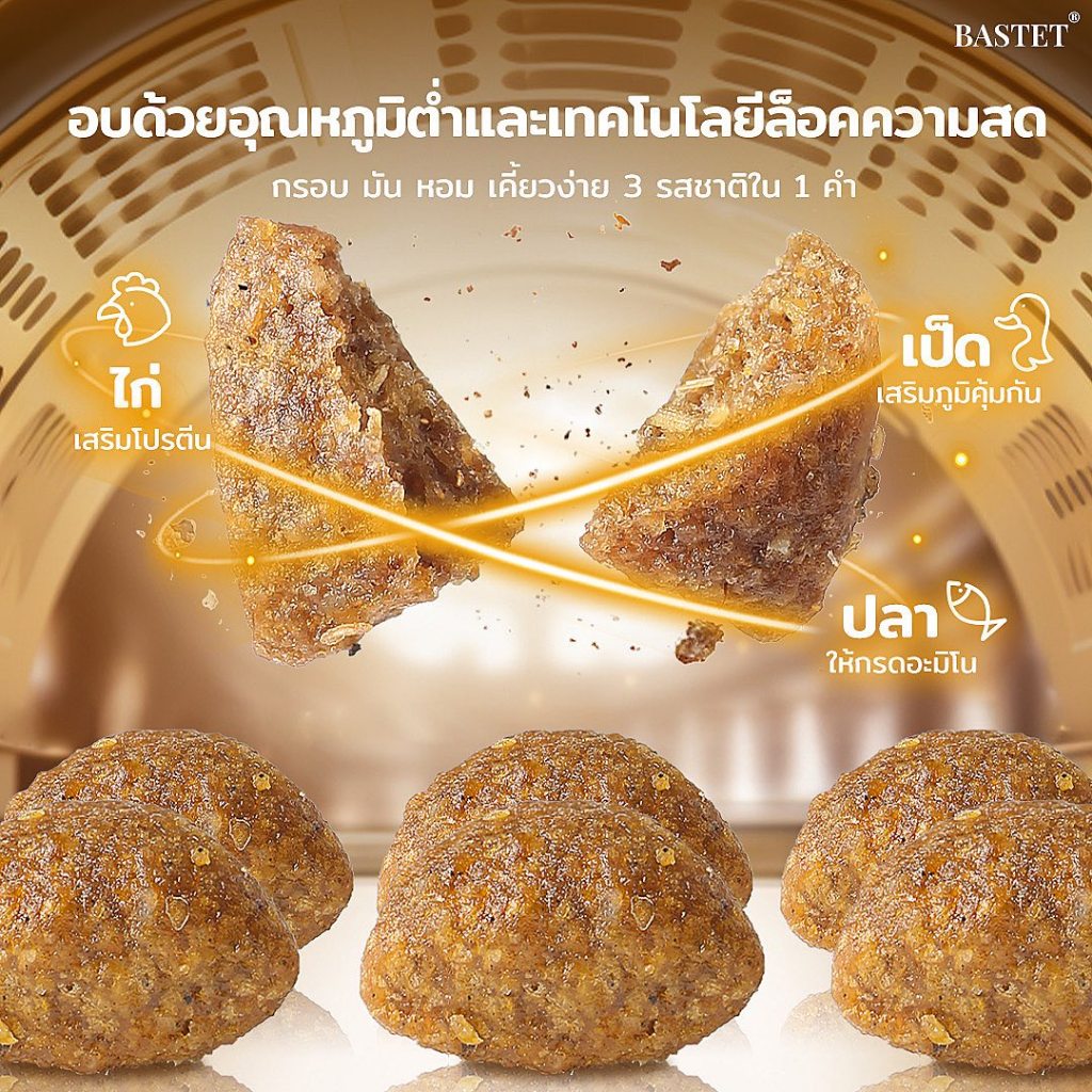 (500g) Bastet อาหารแมว Holistic Grain Free ผสมฟรีดราย 7 ชนิด ขนสวย ตัวแน่น ปรับสมดุลลำไส้