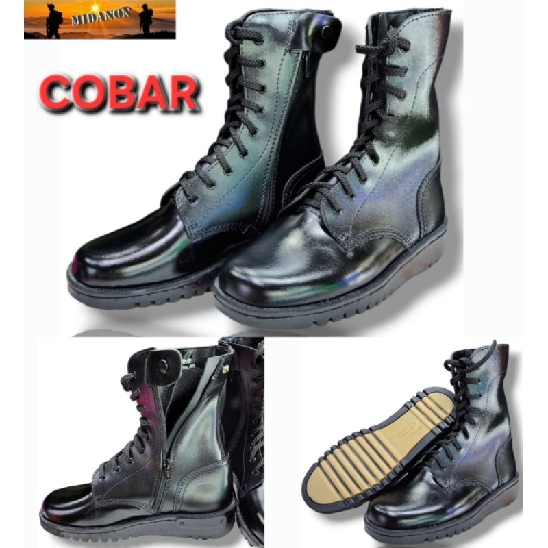 รองเท้าทหาร รองเท้าคอมแบท หนัง ซิป รุ่นพื้นยางดิบ Cobra เสริงเหล็กชิดเท้าในตัว