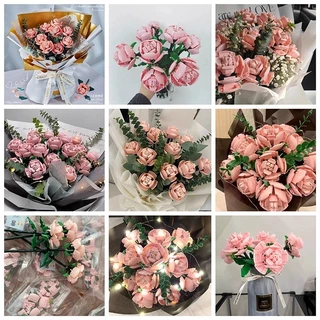 บล็อกตัวต่อ ช่อดอกกุหลาบ DIY ช่อดอกอิฐ สีแดง ชมพู/แดง/ขาว ของเล่นสําหรับเด็ก โรแมนติก ของขวัญวันวาเลนไทน์