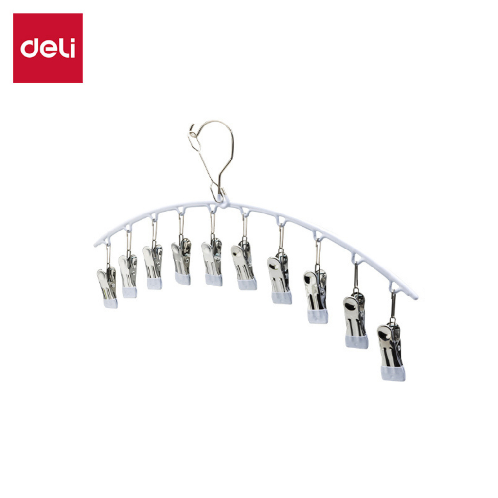 Deli ไม้แขวนเสื้อแบบหนีบ ไม้แขวนเสื้อสแตนเลส พวงหนีบผ้า ตัวหนีบสแตนเลส กันผ้าลื่น ไม่เป็นสนิม Pant Clip
