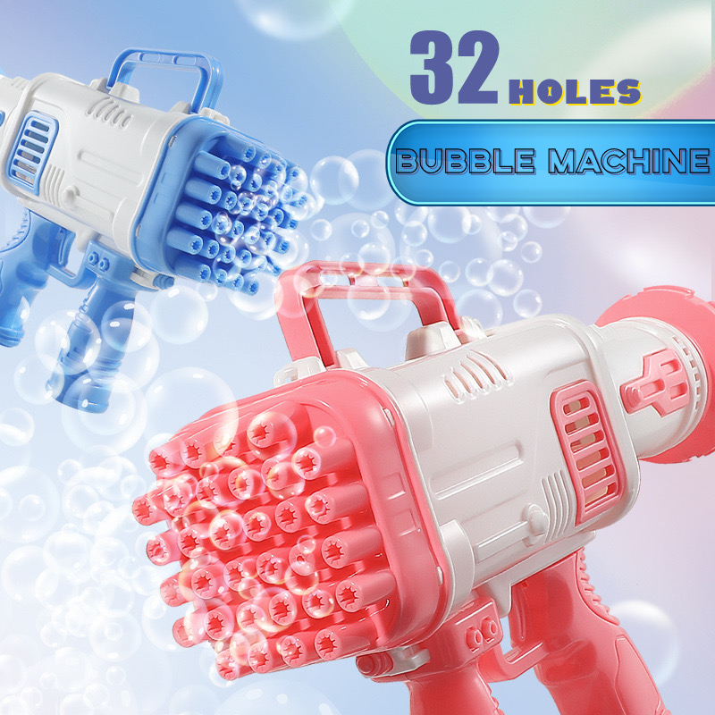 [พร้อมส่ง]ปืนฟองสบู่ ปืนยิงฟองสบู่ 32 หลุม ปืนเป่าฟองสบู่ลูกโป่งอันใหญ่ สำหรับเด็กๆ ของเล่นที่เป่าฟองสบู่