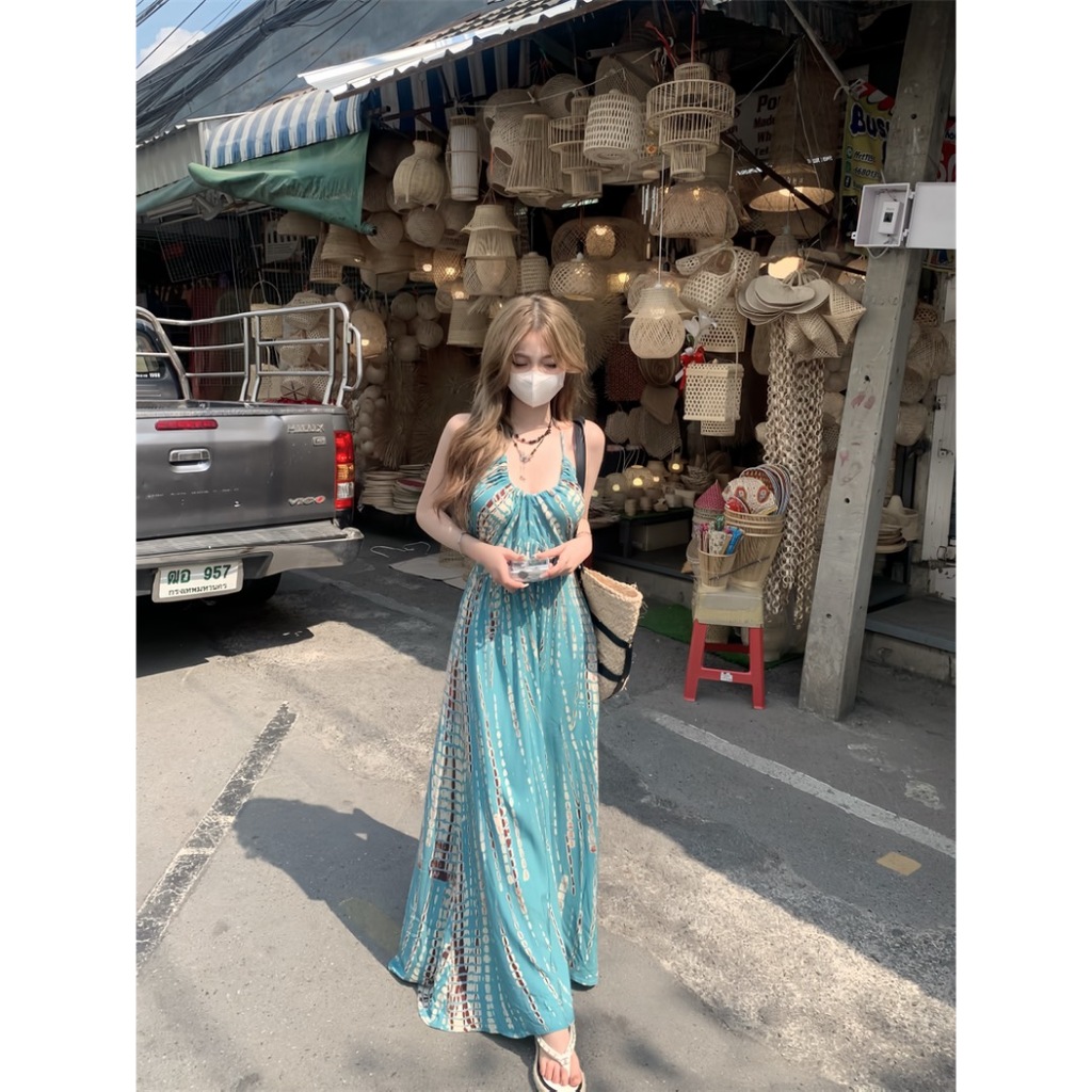 พร้อมส่ง ชุดเดรสยาว สายมัดคอ สไตล์โบฮีเมียน ใส่สบาย รูปที่ 4