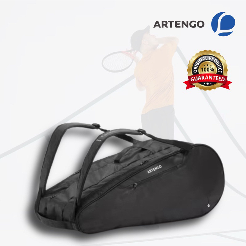 กระเป๋าเทนนิส สำหรับใส่ไม้เทนนิส 12 อัน รุ่น XL Team (สีดำ/เทา) ARTENGO