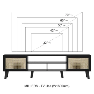 Tomato Home ชั้นทีวี Millers 2.0 TV cabinet with rattan effect fronts| วางทีวีใหญ่สุด 75นิ้ว|