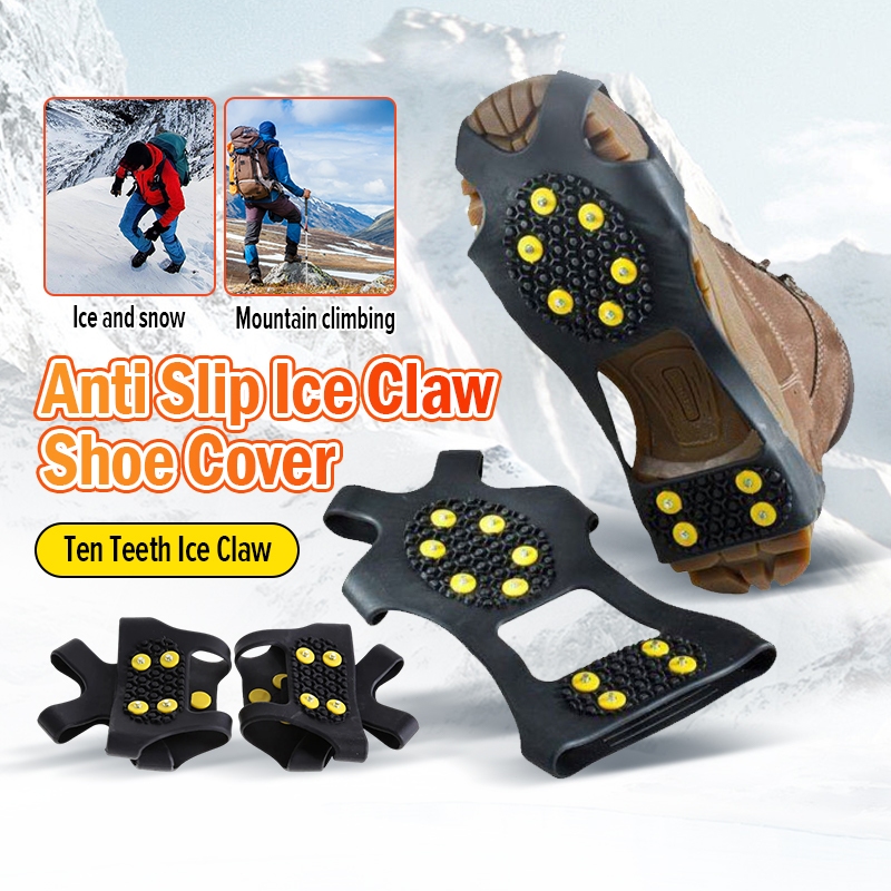 สายรัดรองเท้ากันลื่น สายรัดกันลื่นหิมะ รองเท้าเดินป่า อุปกรณ์เดินป่า  ปีนเขา สกี เดินบนหิมะ crampons 10 หมุด ไซส์ M/L