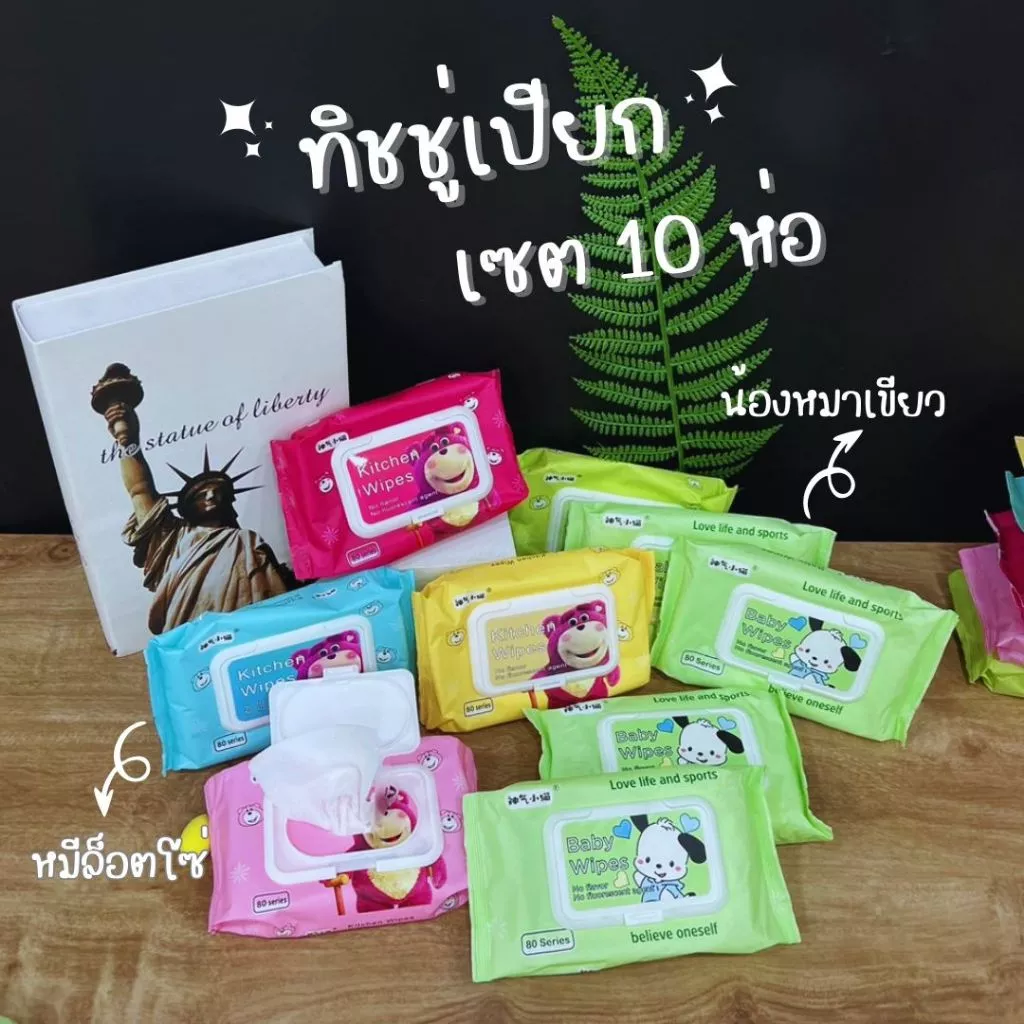 ทิชชู่เปียก (10 ห่อ) กระดาษเปียก ทิชชู่ทำความสะอาด มีให้เลือก 2 แบบ