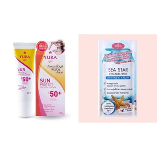 ของแท้💯 Yura Sun Protect Smooth ครีมกันแดด SPF50+ PA+++ 20g. เซต 1 หลอด / สบู่ Arbutin 1 ก้อน 50 กรัม