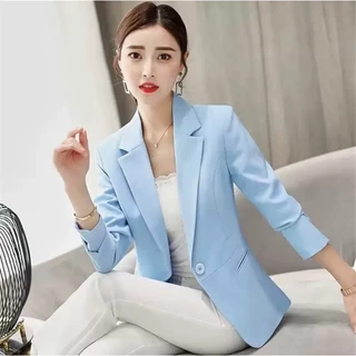 SUIT-16 🍉 เสื้อเบเซอร์ สำหรับผู้หญิง กระดุม 1 เม็ด สูทพอดีตัว ใส่ทำงาน สีพื้น ผ้านิ่ม ใส่สบาย 🍉
