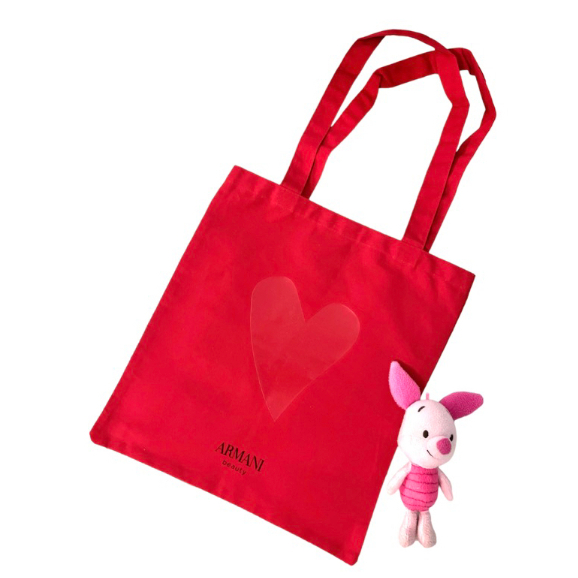 Giorgi๗ Aาmani Beauty Armani Box Red Canvas Tote Bag ผ้าคอตต้อน ขนาด38*35