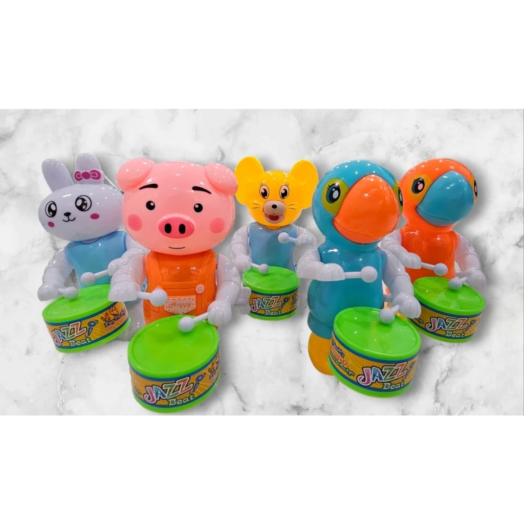 ของเล่นไขลาน สัตว์เลี้ยงตีกลอง รูปการ์ตูนสัตว์เลี้ยง หมูน้อย กระต่าย นกแก้ว หนู เสริมสร้างพัฒนาการของเด็กๆ thumbnail 8