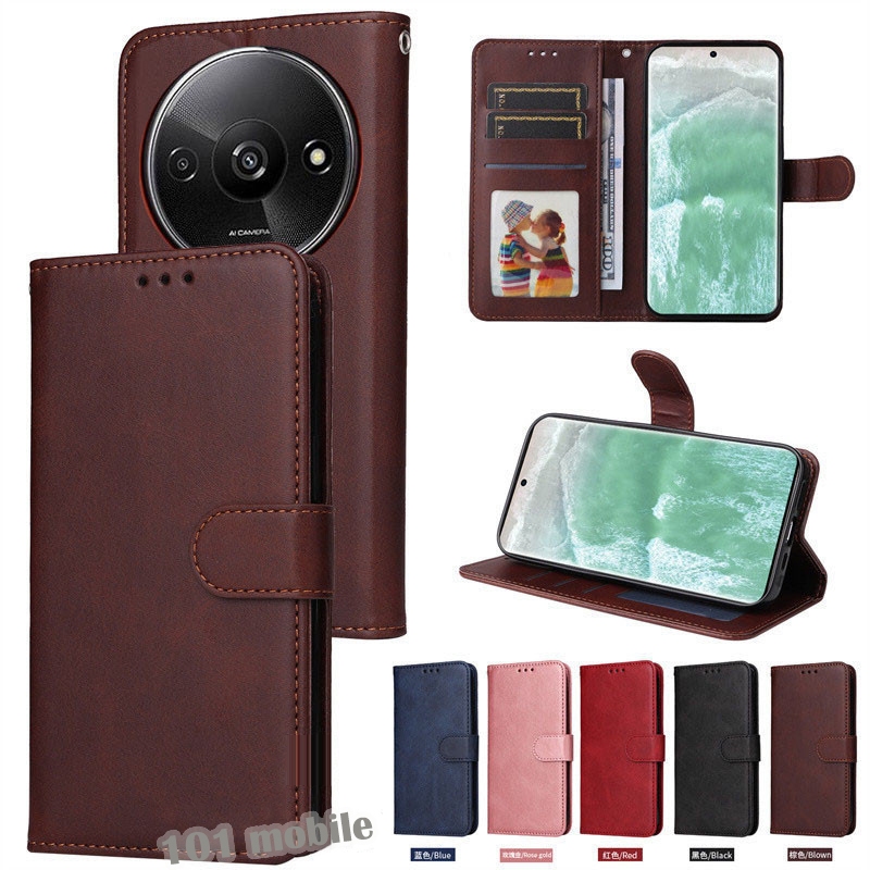 Case Redmi A3 เคสฝาพับ ตั้งได้ ล็อคได้ สำหรับ RedmiA3 A2Plus A1 เคสกันกระแทก ใส่บัตรได้ เคสมีแม่เหล็ก