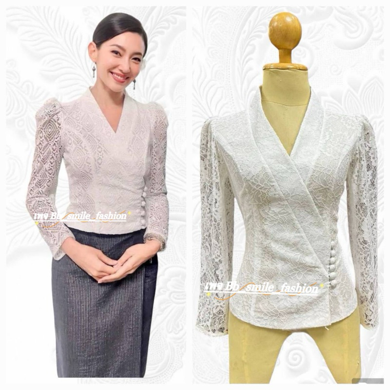 เสื้อลูกไม้อิตาลีทรงเจ้านางป้าย รุ่นเบลล่า เรียบหรู อัดซับกาว ใส่สบาย