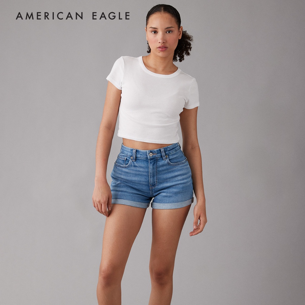 American Eagle Stretch Curvy Denim Mom Short กางเกง ยีนส์ ผู้หญิง ขาสั้น เคิร์ฟวี่ มัม (EWSS 033-7734-471)