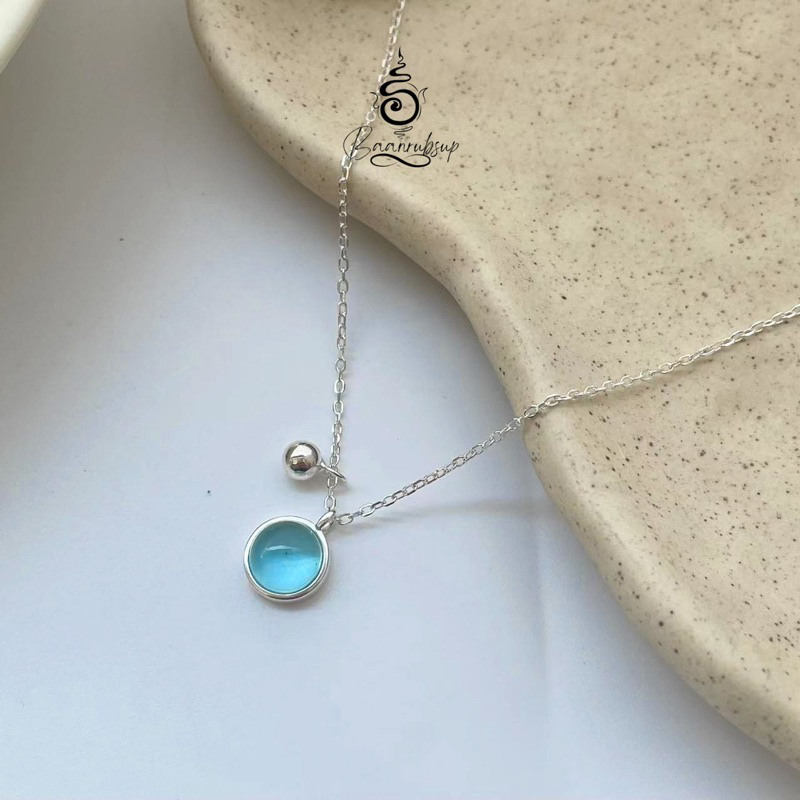 ✨ผ่านพิธี✨ สร้อยมูรุ่น Sky wish หินควอทซ์ Blue Chalcedony หินแห่งความสำเร็จ ความสุข - รูปที่ 5