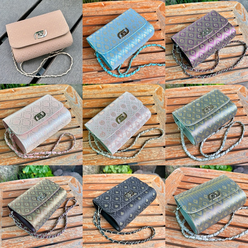 กระเป๋าคลัตช์ผ้าไหมสังเคราะห์ เกรดพรีเมียม ถอดสายได้