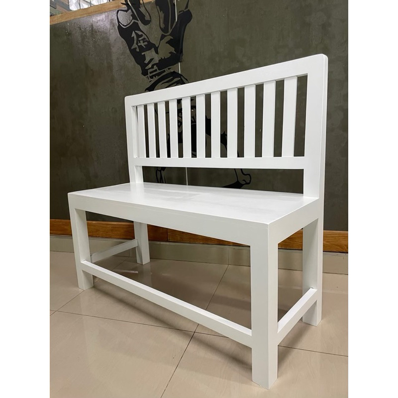 ม้ายาวพนักพิงซี่ สีขาว ขนาดพิเศษ 35*150สูงถึงที่นั่ง45cm. สูงทั้งหมด90cm. เก้าอี้นั่งเล่นยาว ม้ายาวสนาม ทนน้ำ ทนแดด