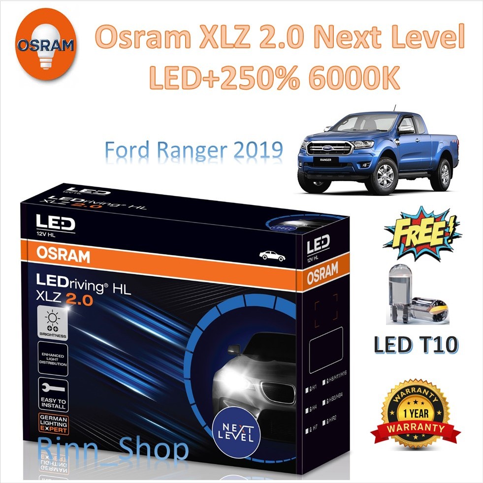 Osram หลอดไฟหน้ารถยนต์ XLZ 2.0 Next Level LED+250% 6000K Ford Ranger XLT 2019 แถมฟรี LED T10