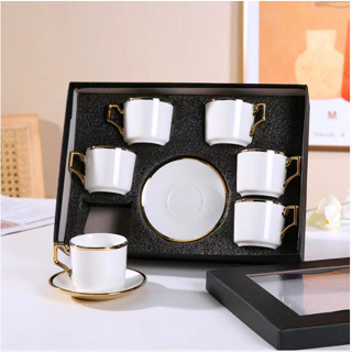 (🇹🇭พร้อมส่ง) ชุดแก้วกาแฟ แก้ว+จานรอง ชุดแก้วชา พร้อมจานรอง แ…