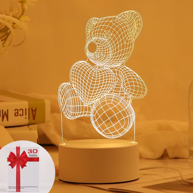 《พร้อมส่งในไทย》3Dโคมไฟอะคริลิค LED โคมไฟตั้งโต๊ะเล็ก ๆ 3 มิติ USBไฟกลางคืน ไฟห้องนอน ของขวัญ ลายการ์ตูน รุ่น：L1