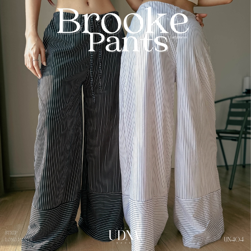 Brooke pant กางเกงขายาวพิมพ์ลาย ลายริ้ว baggy กางเกงผ้า [UDNV UN404]