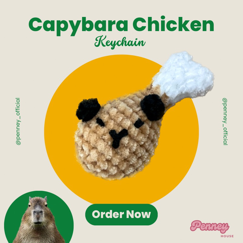 Capybara Chicken 🍗 พวงกุญแจคาปิบาร่า น่องไก่ 🍗