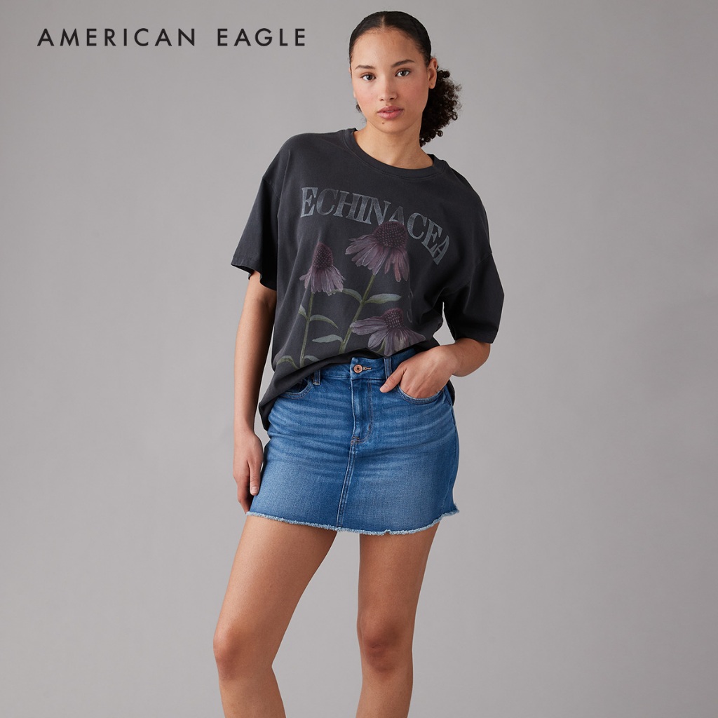 American Eagle Stretch High-Waisted Curvy Denim Mini Skirt กระโปรง ยีนส์ ผู้หญิง เคิร์ฟวี่ เอวสูง (N