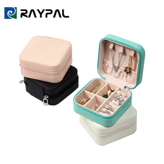RAYPAL กล่องเครื่องประดับ หนัง PU กล่องเก็บเครื่องประดับ ผ้ากำมะหยี่ แบบมีซิป ขนาดเล็ก แบบพกพา สำหรับเก็บเครื่องประดับ