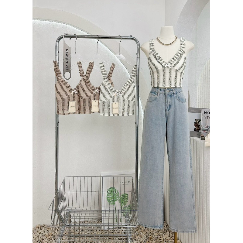 NN470 เสื้อสายเดี่ยวผ้าถัก  G-Rose 🌹