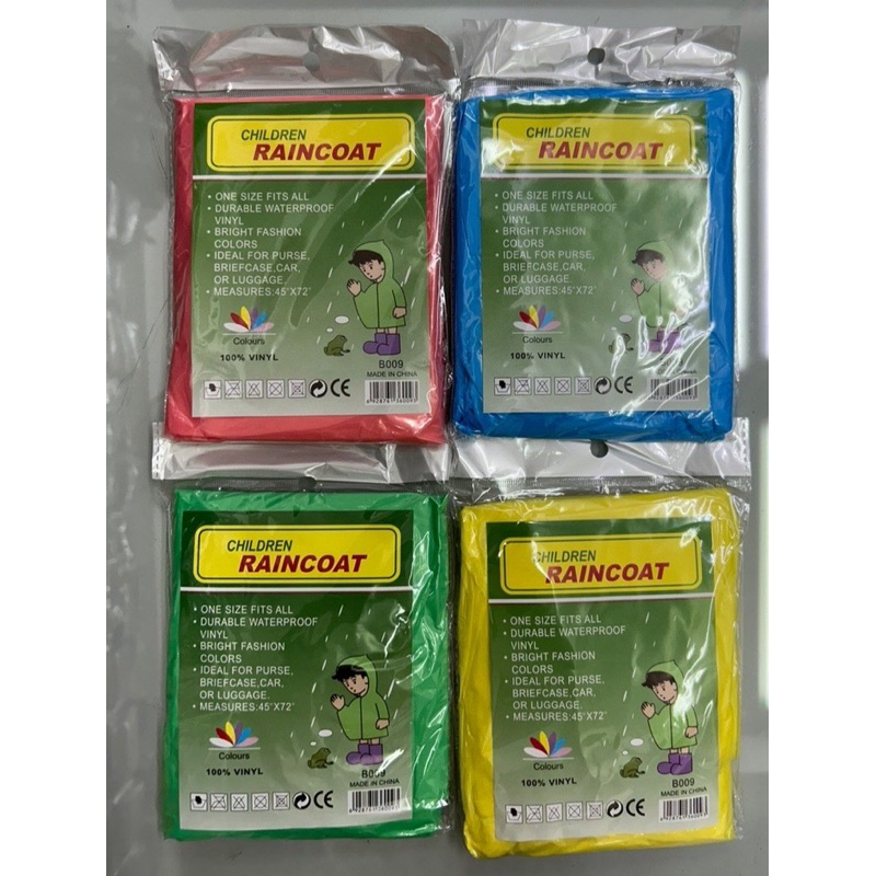 พร้อมส่ง เสื้อกันฝนเด็ก ยกโหล(12ตัว) อย่างดี เนื้อหนา คละ4สี