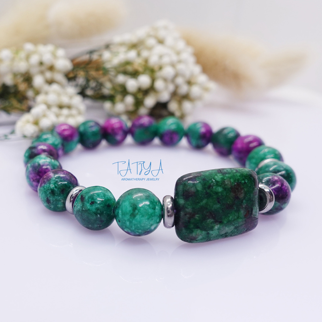 กำไลหินรู้บี้ซอยไซต์ “หินแห่งการเชื่อมต่อสมองและหัวใจ” แท้ 100% เกรด A+ ขนาด 8 มิล เสริมมงคลเสริมดวง สวมได้ทั้งชายและหญิ