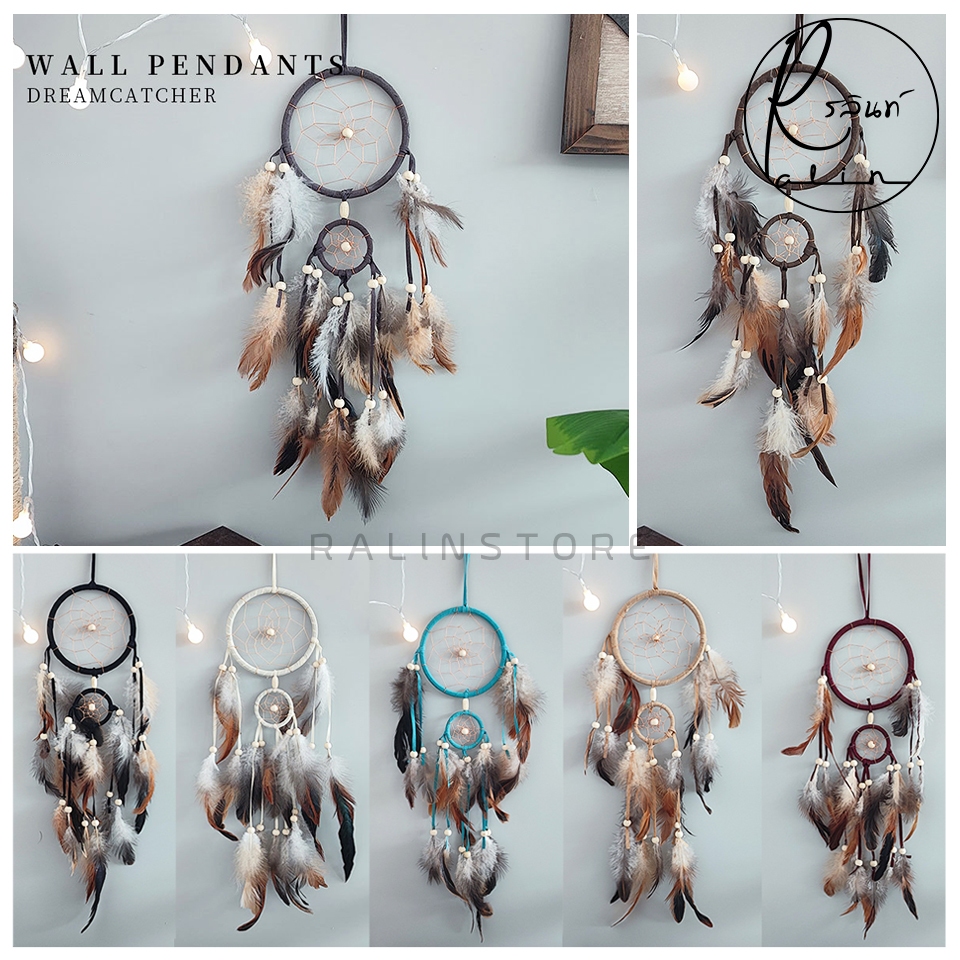 ตาข่ายดักฝัน DREAM CATCHER เครื่องรางดักฝัน แบบกลม 1 ชั้น (มีทั้งแบบธรรมดาและมีไฟ LED)