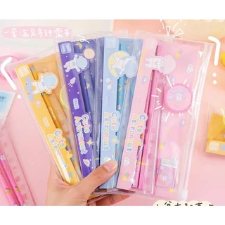 เซ็ตดินสอ 5 ชิ้น ลายนักบินอวกาศสุดน่ารัก ชุดดินสอ ชุดเครื่องเขียน ในถุงซิปล็อค 005-1
