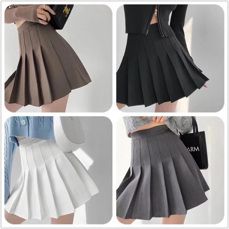 กระโปรงสั้น มีซับใน เทนนิสเอวสูง skirt สี พื้น สั้นเหนือเข่า กระโปรงน่ารักเกาหลี มี 5สี