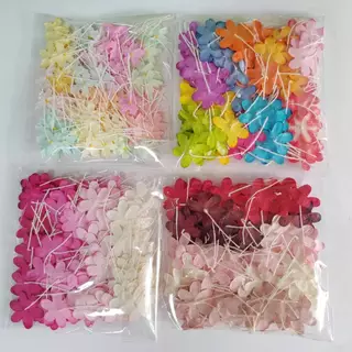 [100 ดอก] ดอกไม้กระดาษ (ตู่ด้าย) ดอกไม้ประดิษฐ์ ไม่มีก้าน ชุดคละสี Artificial Paper Flower 16-20 mm