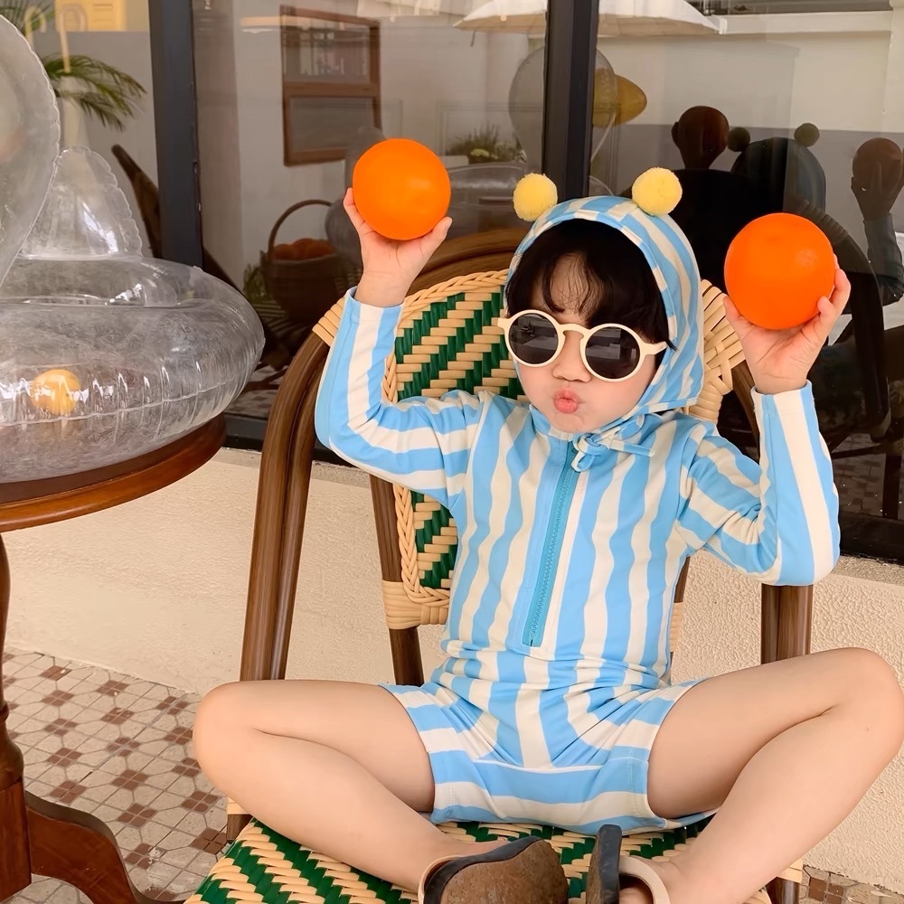 SM02 (สินค้าพร้อมส่ง) ชุดว่ายน้ำเด็ก ลายใหม่มินิมอล สไตล์เกาหลี - รูปที่ 7