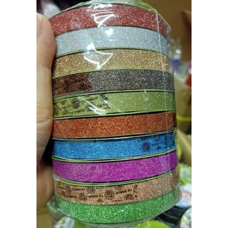 ริบบิ้นกากเพชร Tw502🎀 เบอร์2/12มิล(50หลา) มาใหม่สีพิเศษสดมากๆ กากเพชรทึบ