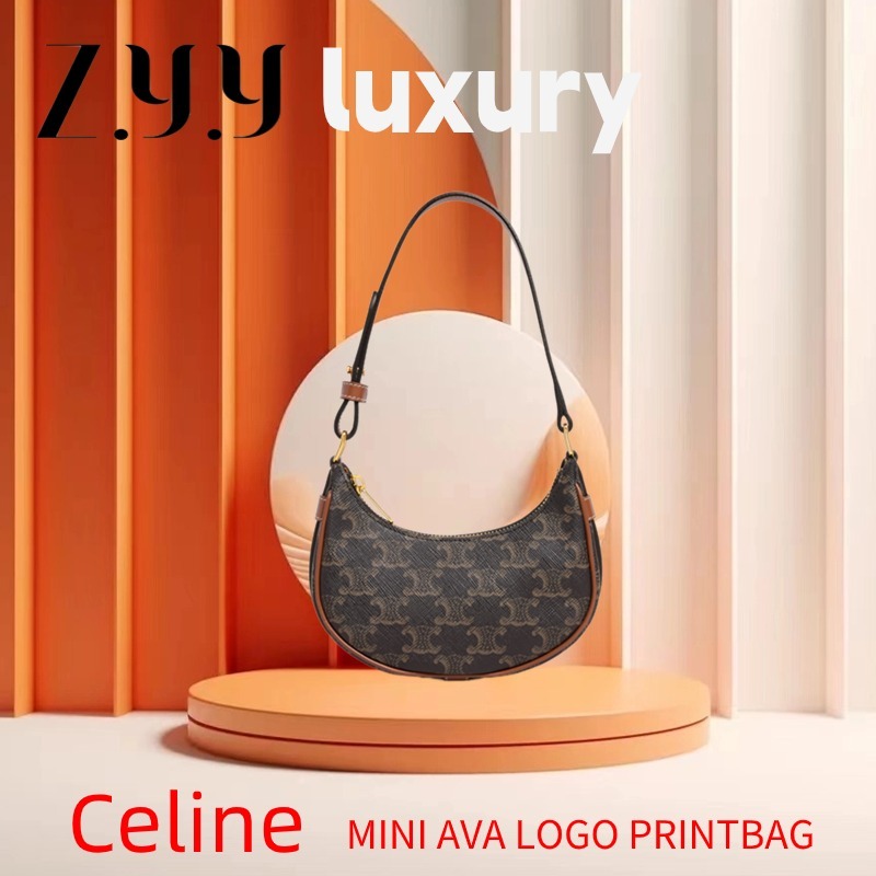 New Hot sales ราคาพิเศษ Ready Stock 🍒ซีลีน Celine Mini AVA Logo Print Bag in Calfskin 🍒กระเป๋าถือ ผู้หญิง🍒