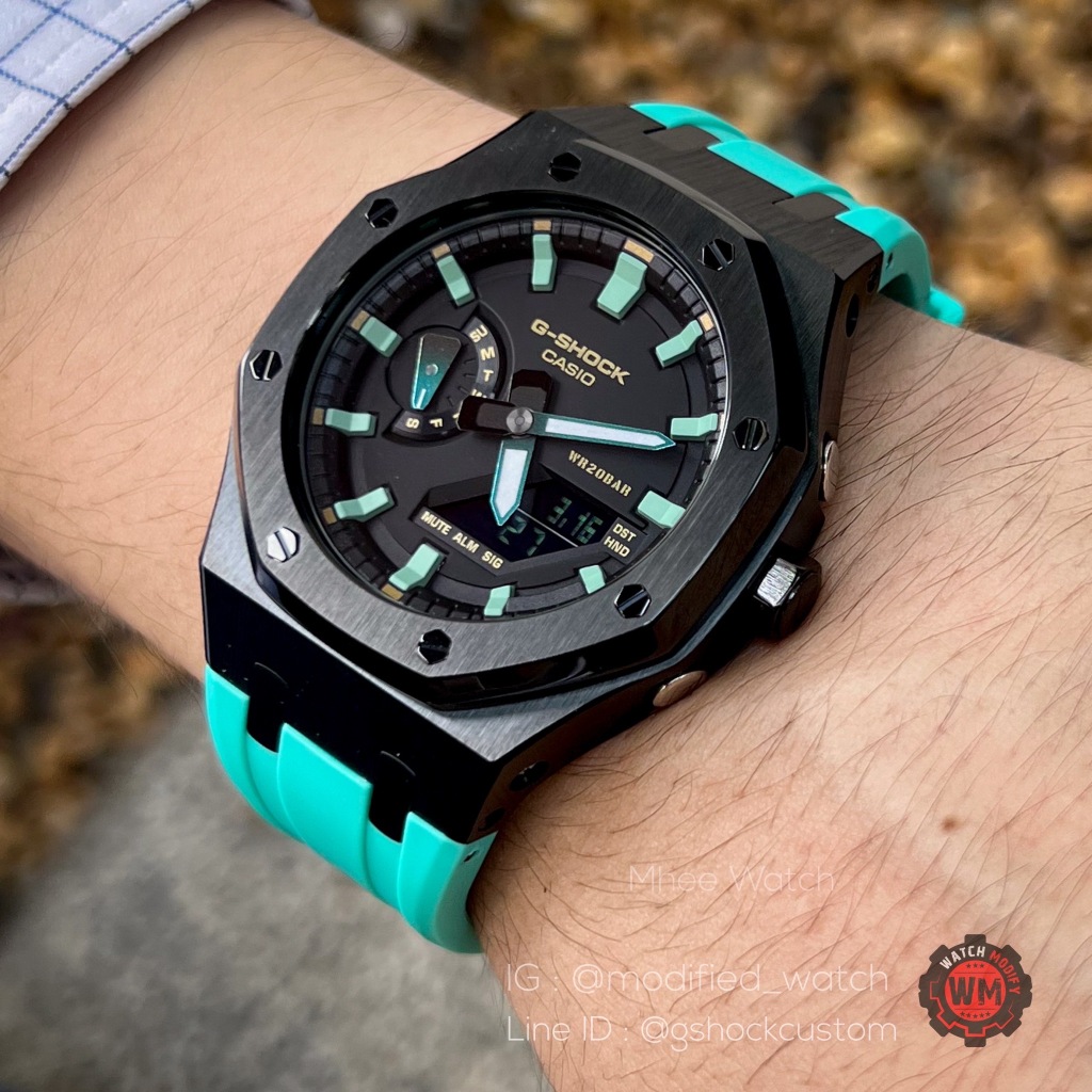 G-Shock Casioak Black Dial Tiffany Blue Strap and Hour Markers